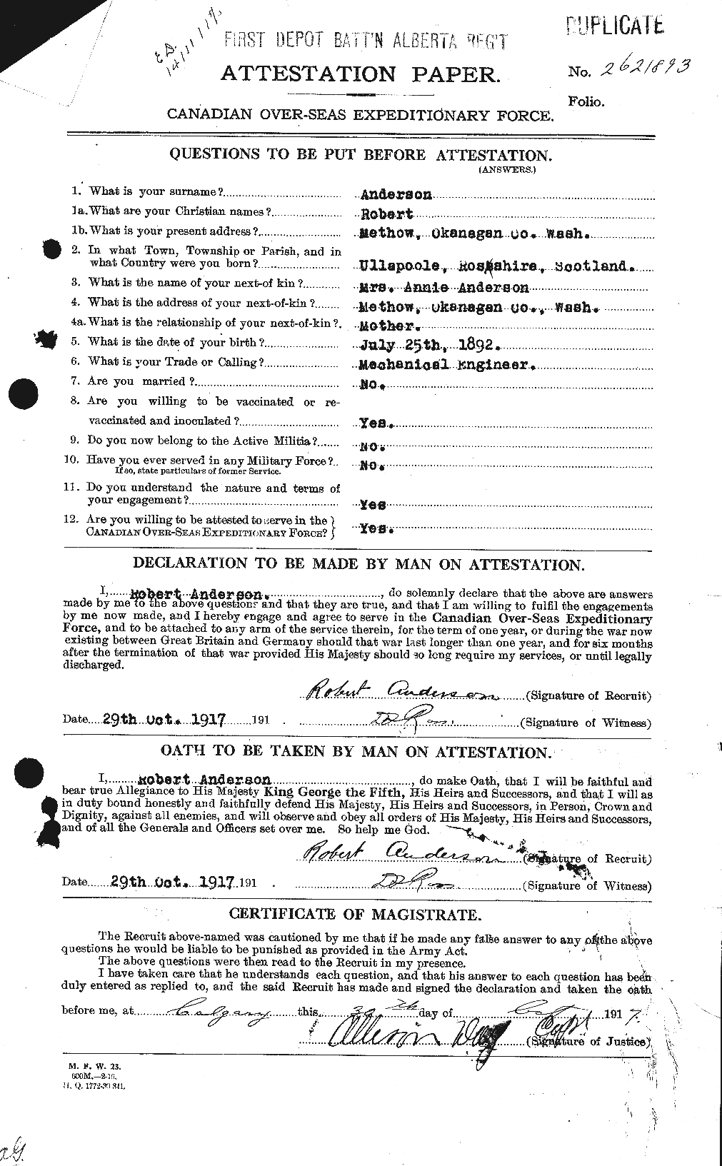 Personnel Records of the First World War - CEF 207277a