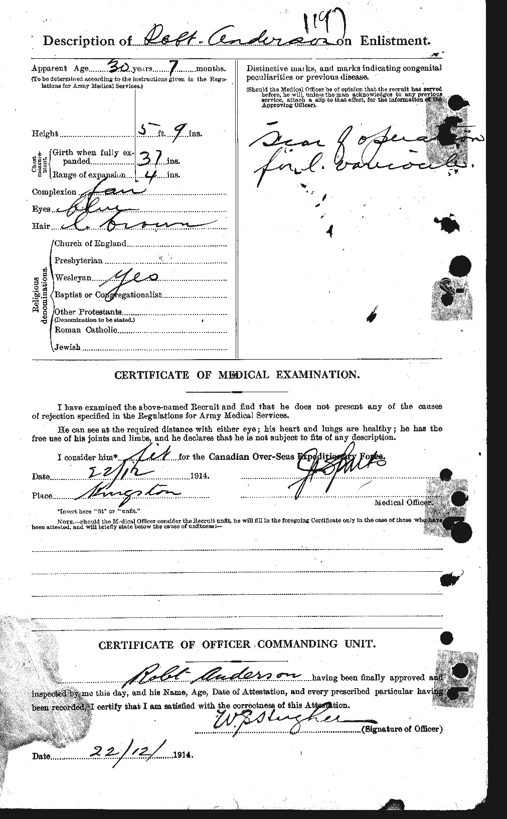 Personnel Records of the First World War - CEF 207312b