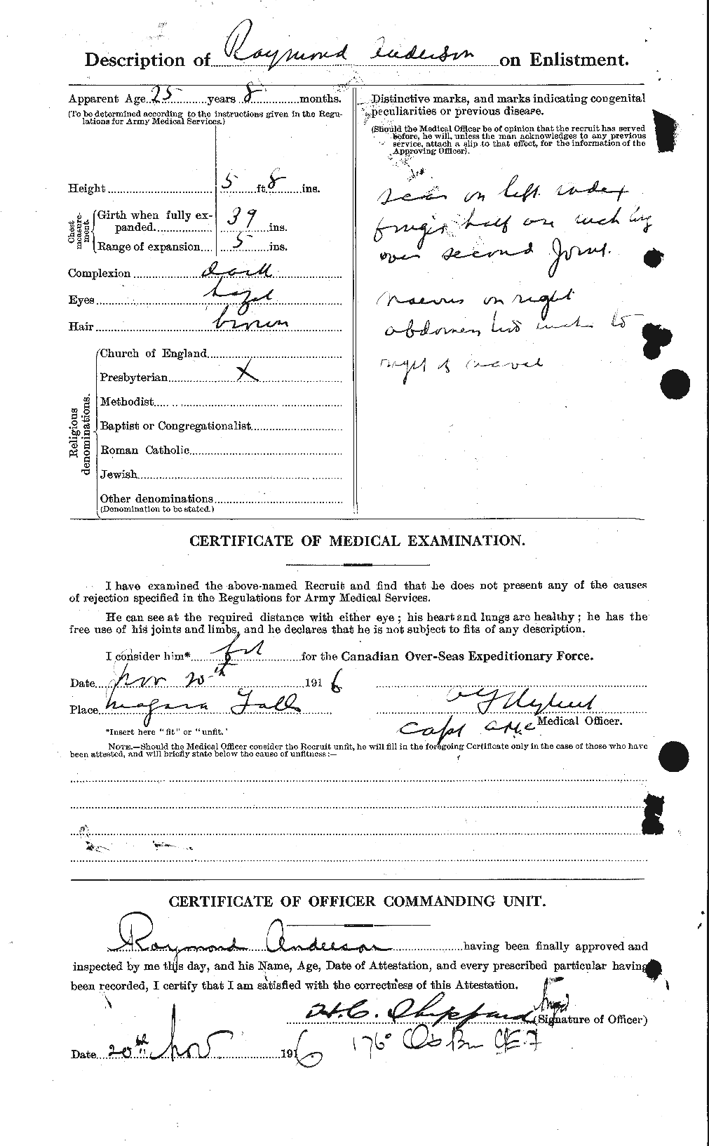 Dossiers du Personnel de la Première Guerre mondiale - CEC 207330b