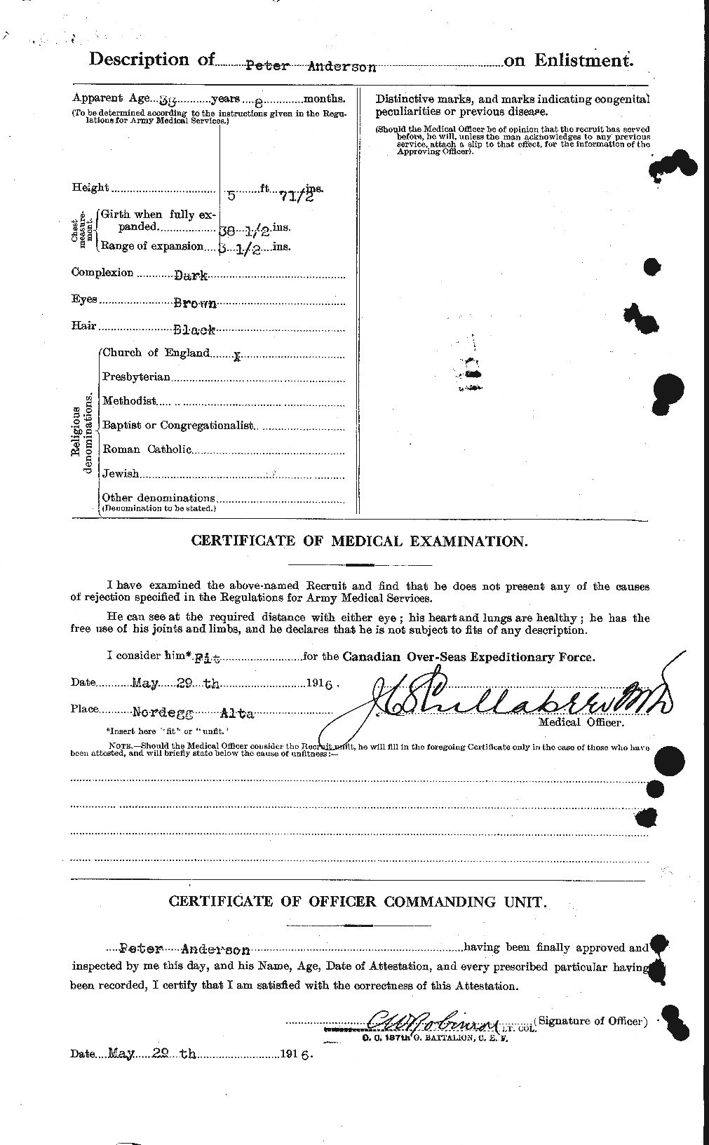 Dossiers du Personnel de la Première Guerre mondiale - CEC 207349b