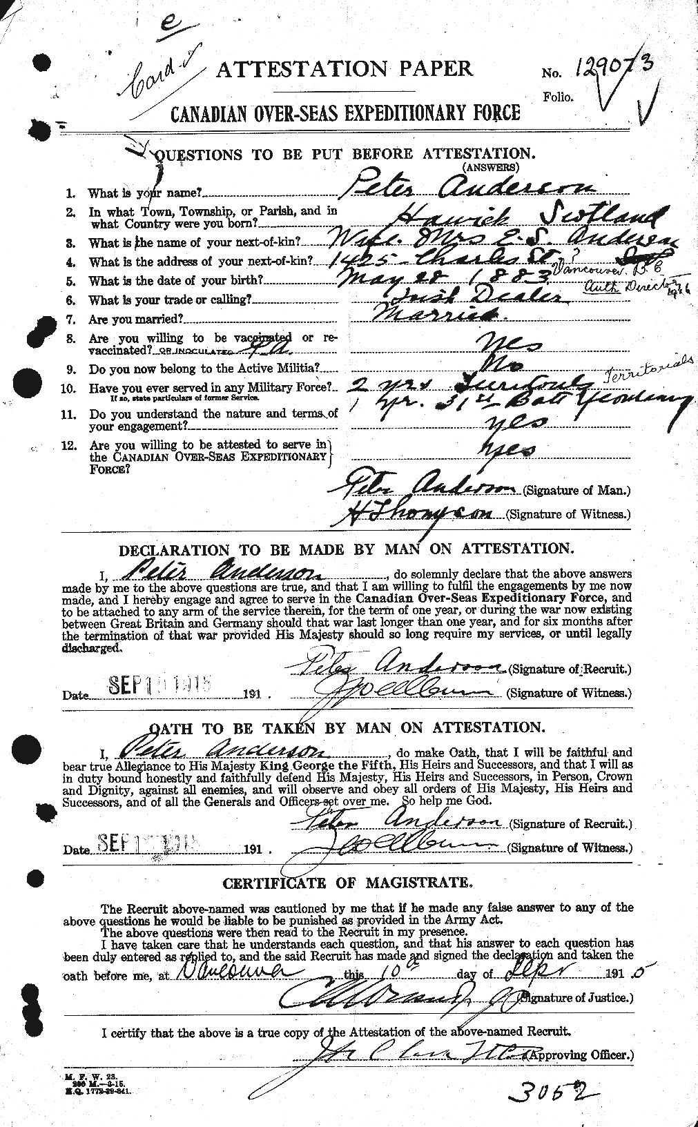 Personnel Records of the First World War - CEF 207356a