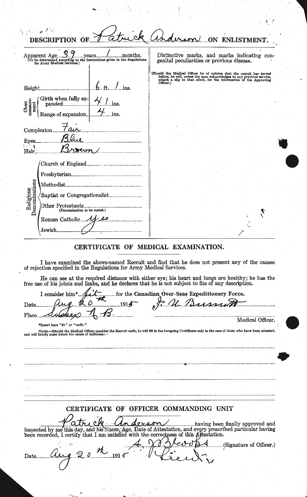 Dossiers du Personnel de la Première Guerre mondiale - CEC 207372b