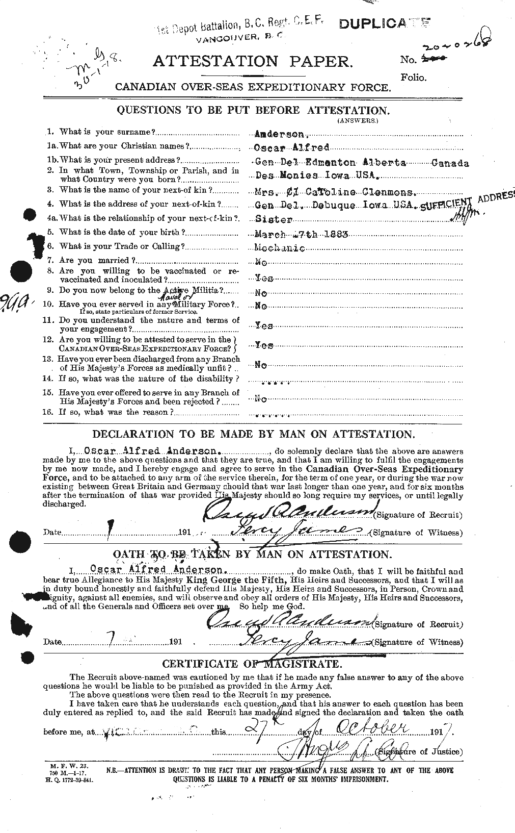 Personnel Records of the First World War - CEF 207383a