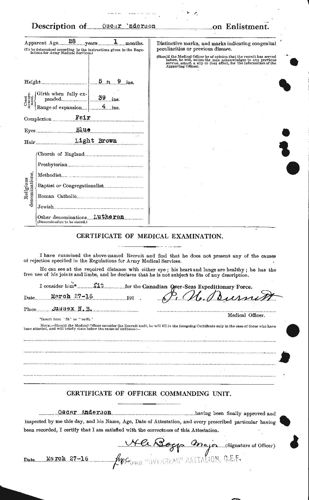 Dossiers du Personnel de la Première Guerre mondiale - CEC 207387b