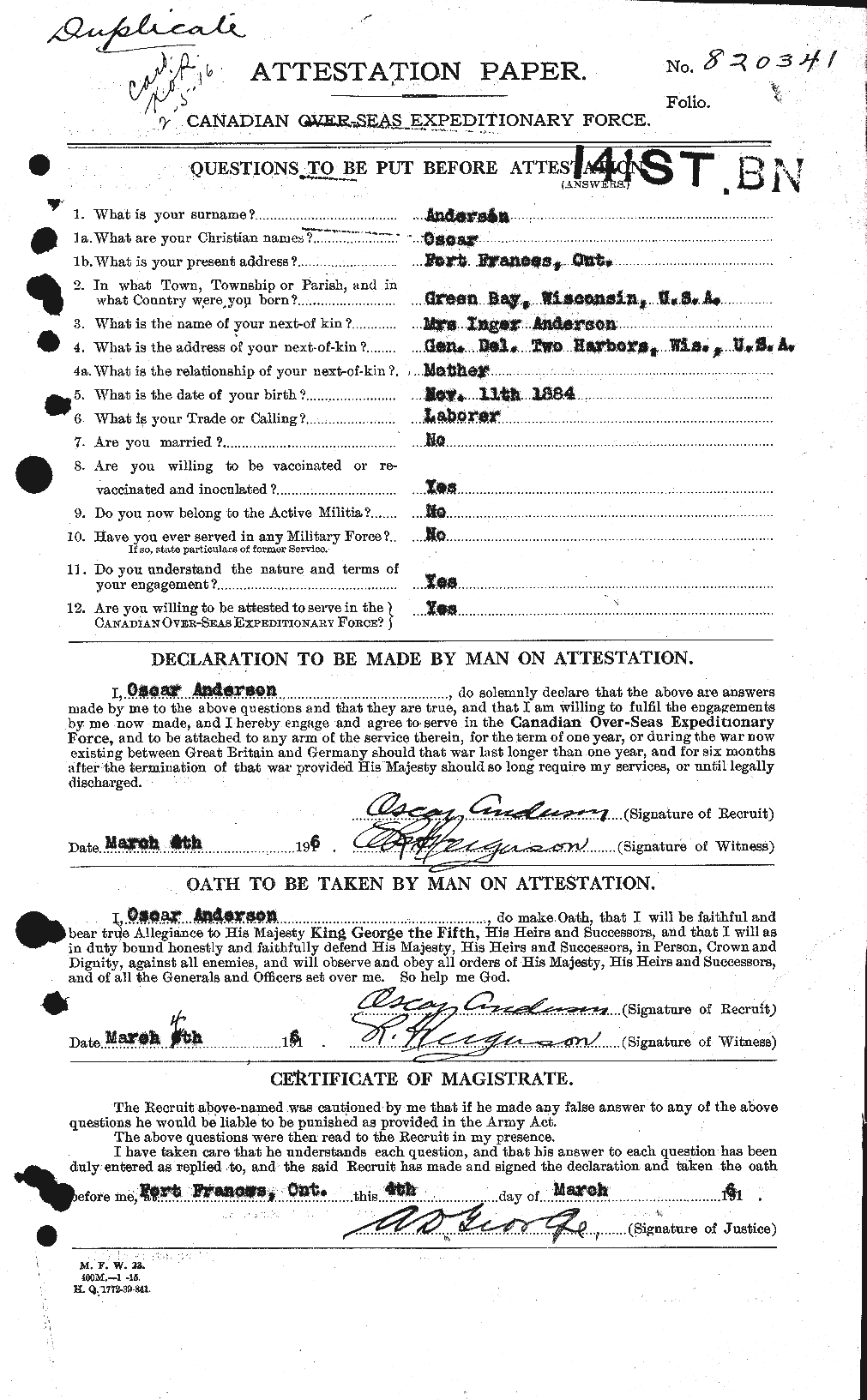 Personnel Records of the First World War - CEF 207388a