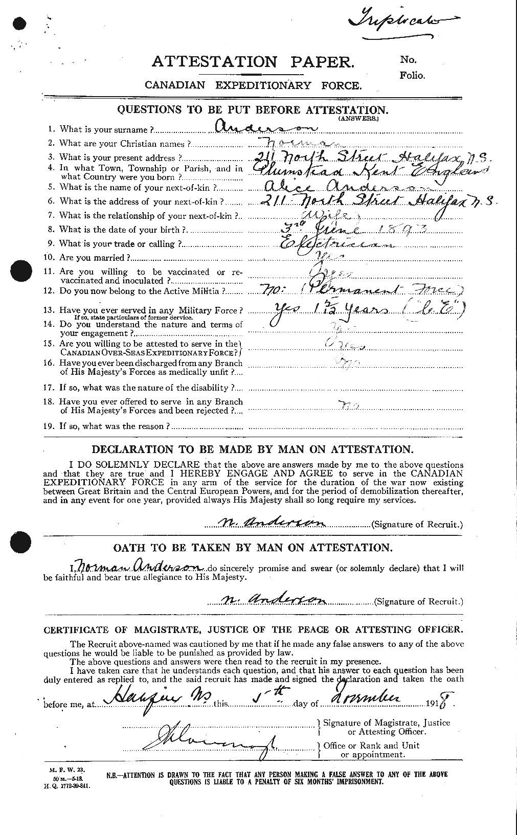 Personnel Records of the First World War - CEF 207414a