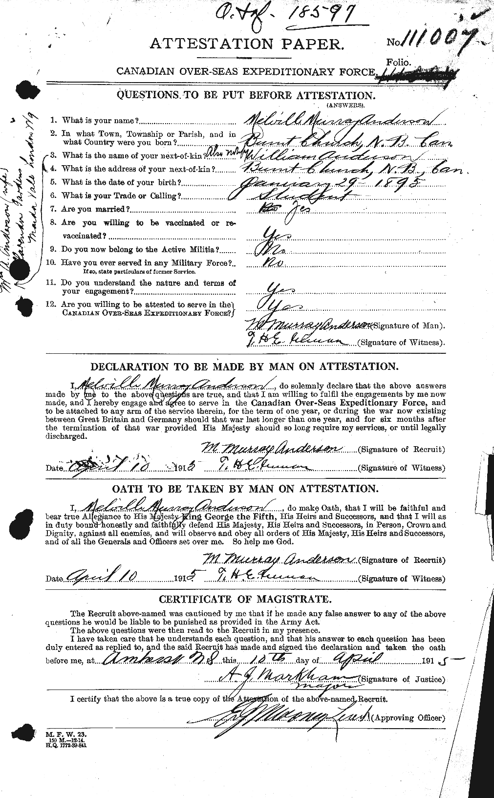 Personnel Records of the First World War - CEF 207425a