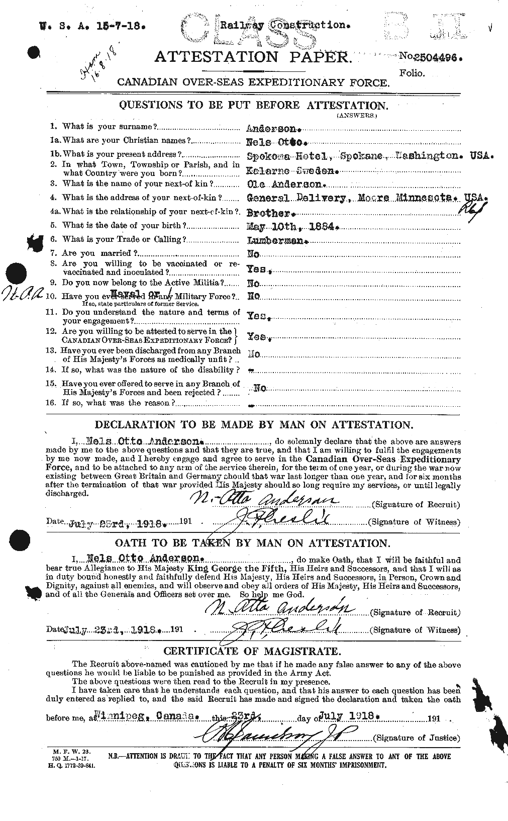 Personnel Records of the First World War - CEF 207430a