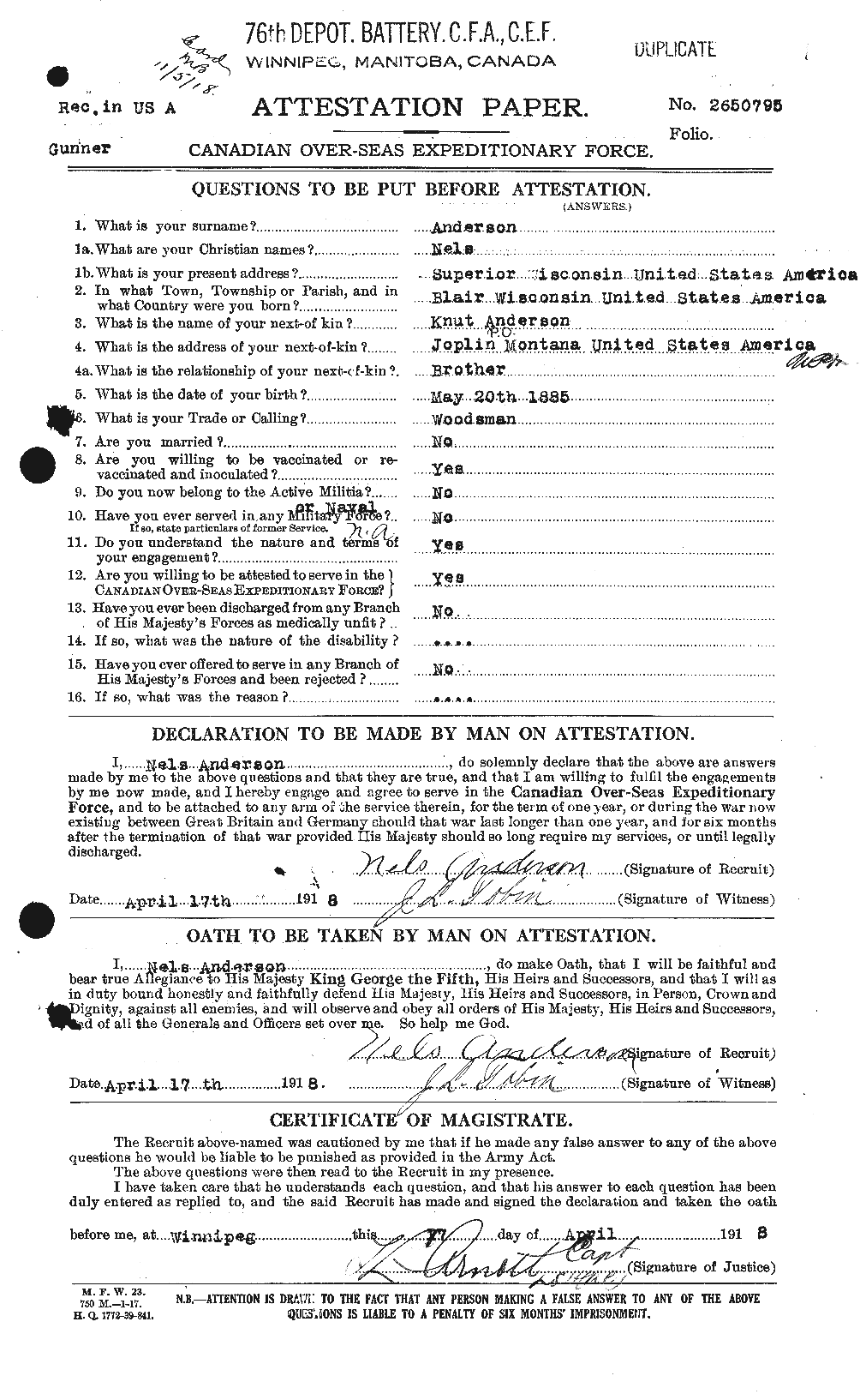 Personnel Records of the First World War - CEF 207436a