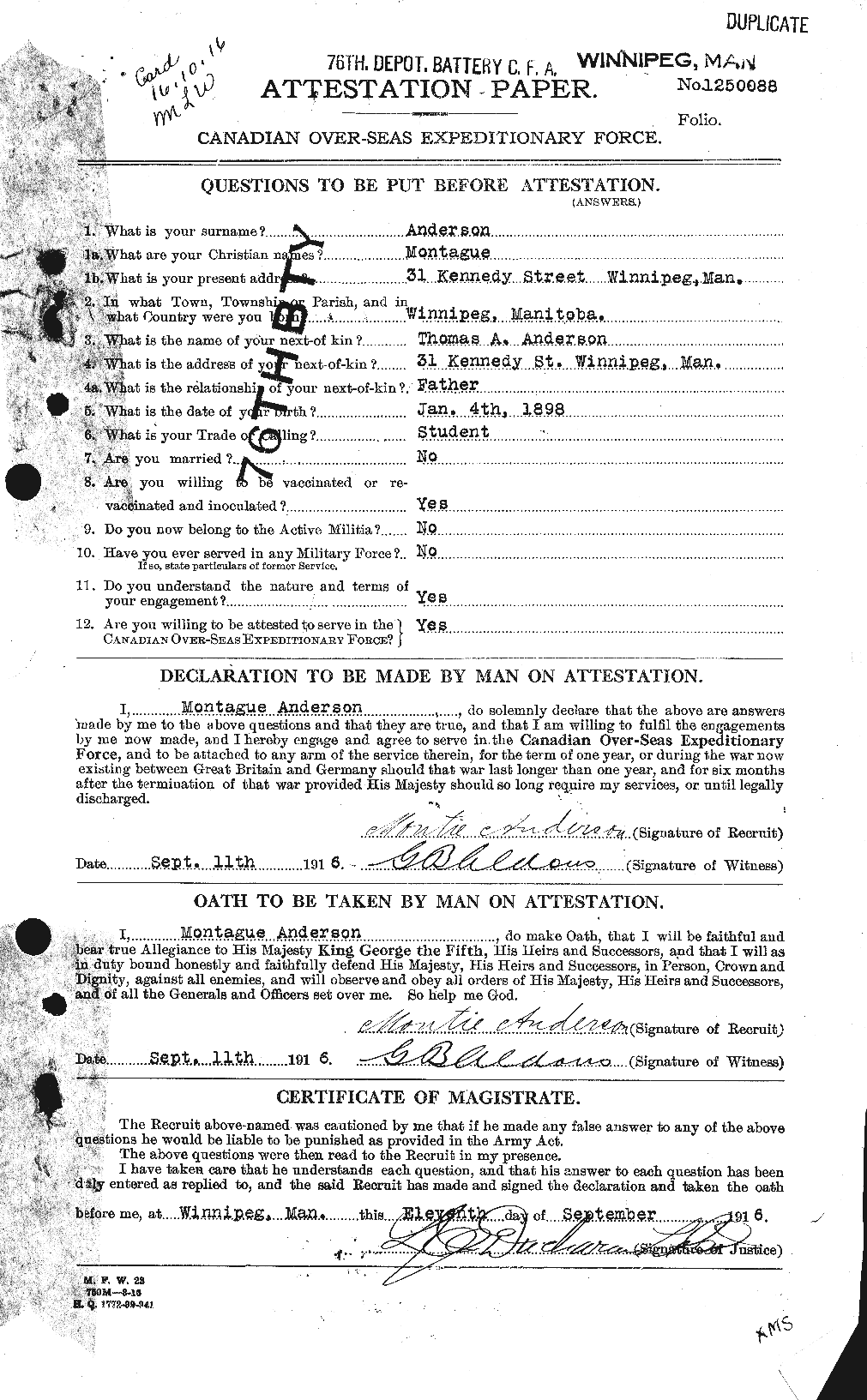 Personnel Records of the First World War - CEF 207448a