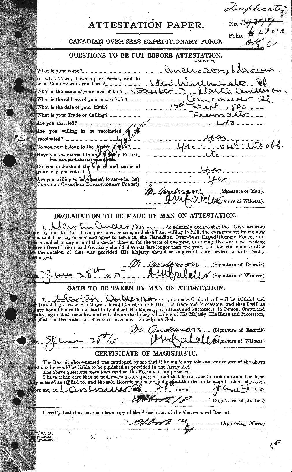 Personnel Records of the First World War - CEF 207473a