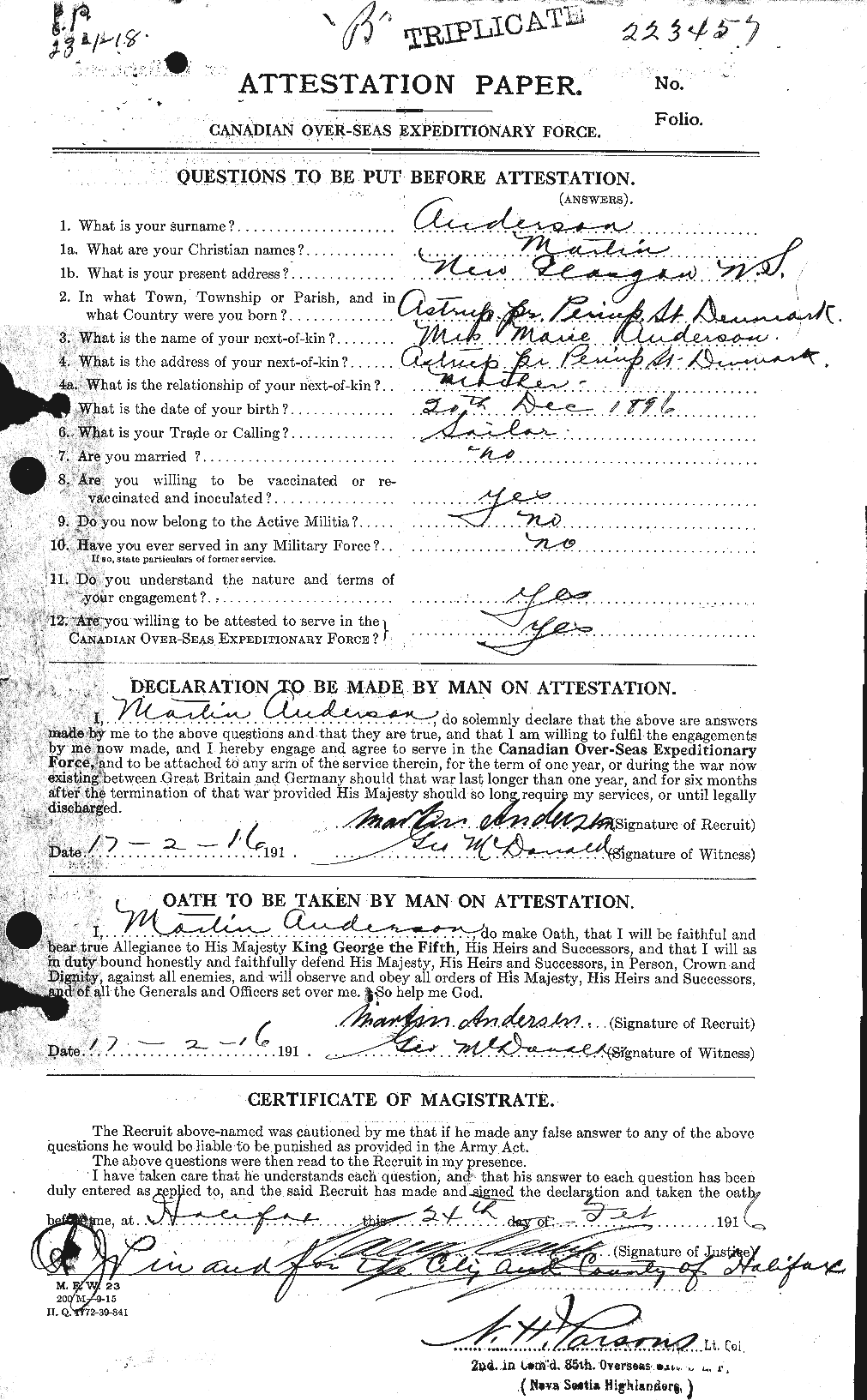 Personnel Records of the First World War - CEF 207474a