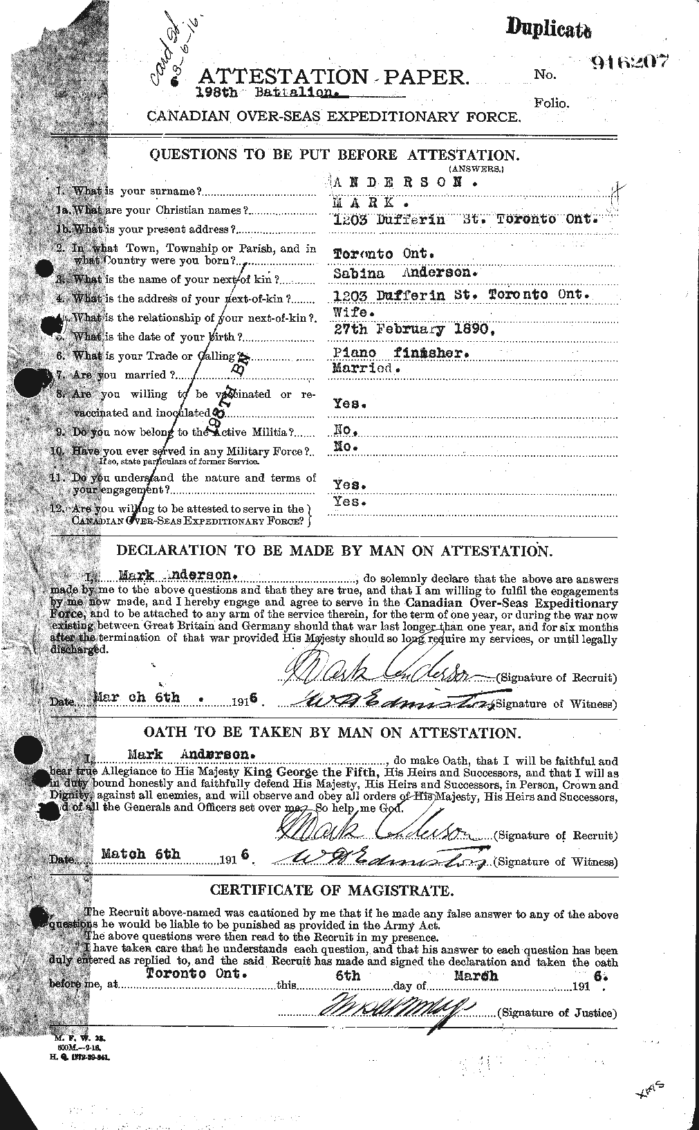 Personnel Records of the First World War - CEF 207481a