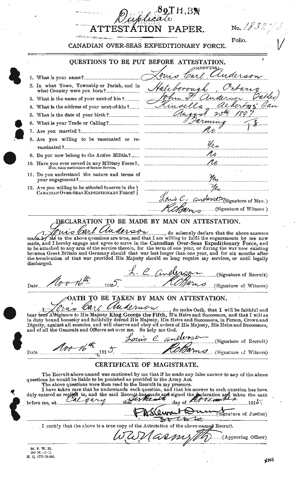 Personnel Records of the First World War - CEF 207500a