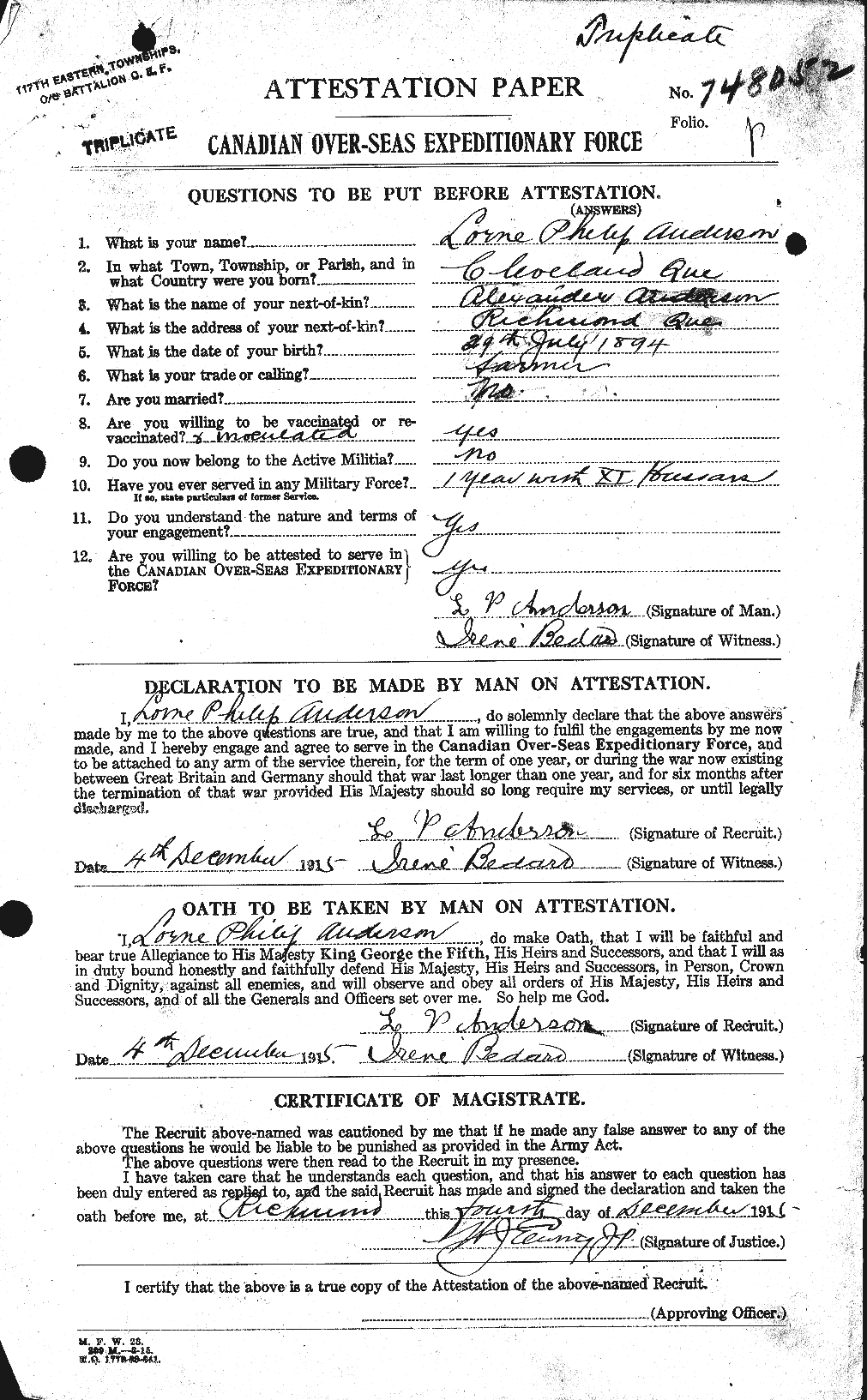 Personnel Records of the First World War - CEF 207509a