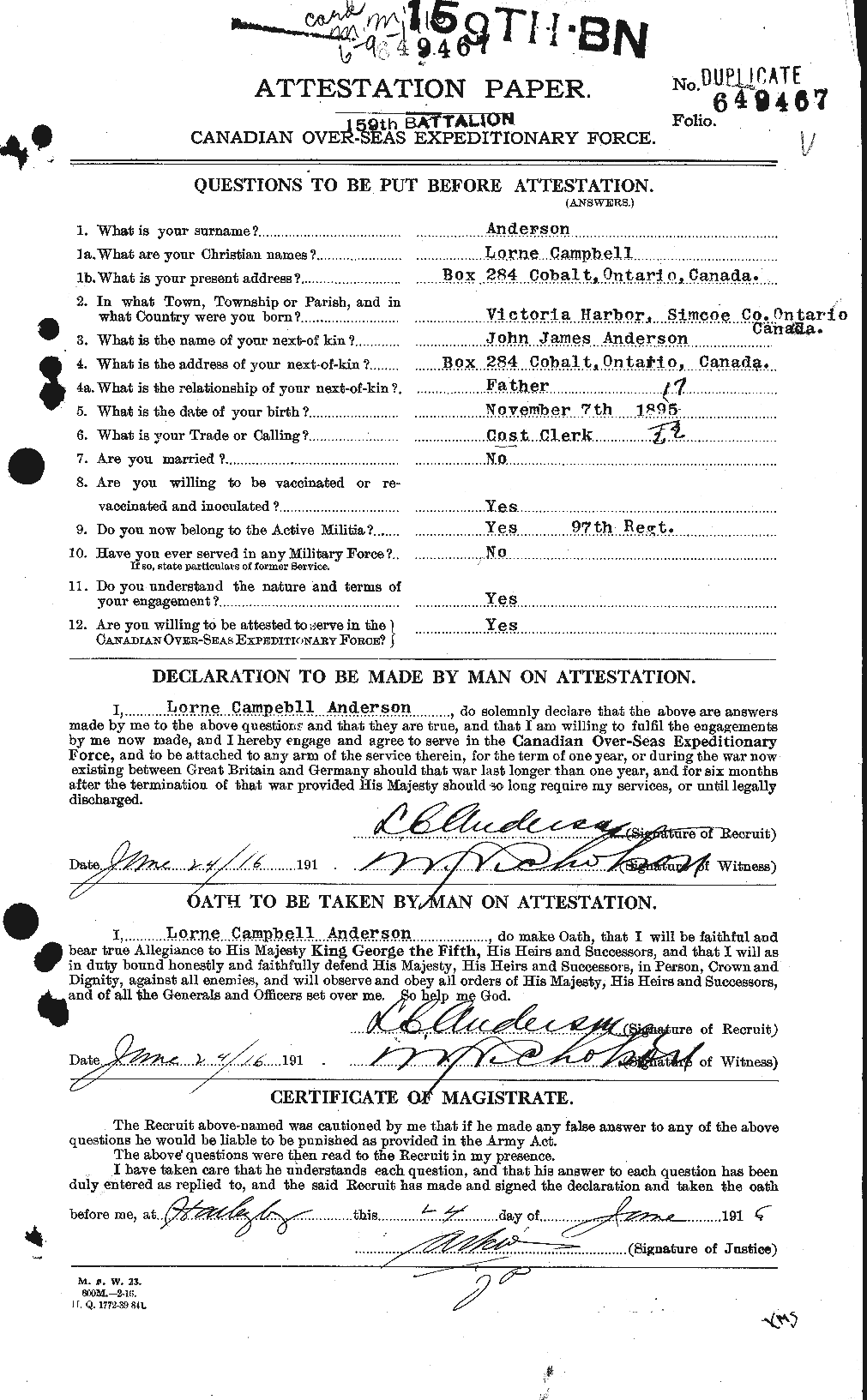 Personnel Records of the First World War - CEF 207510a