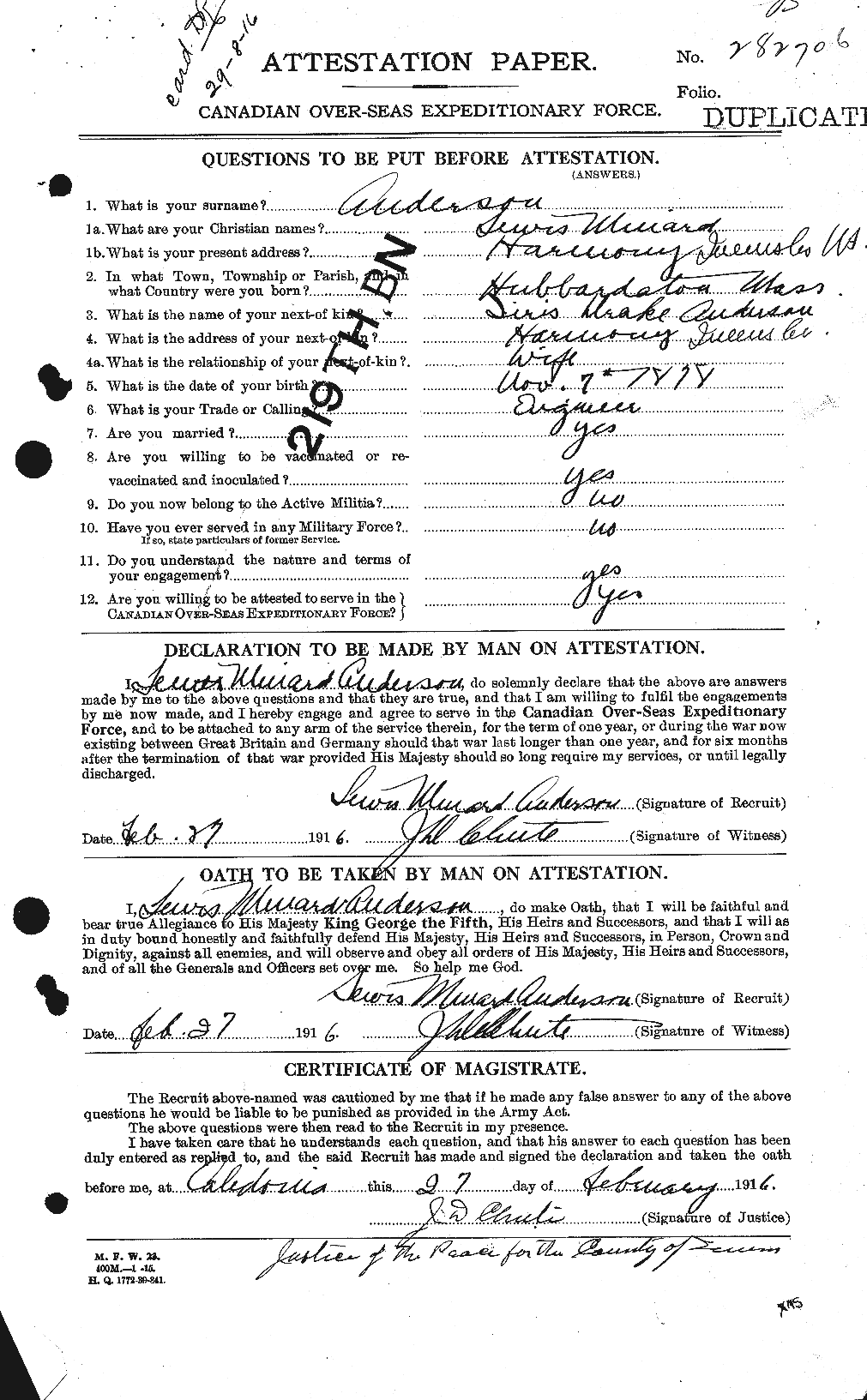 Personnel Records of the First World War - CEF 207518a