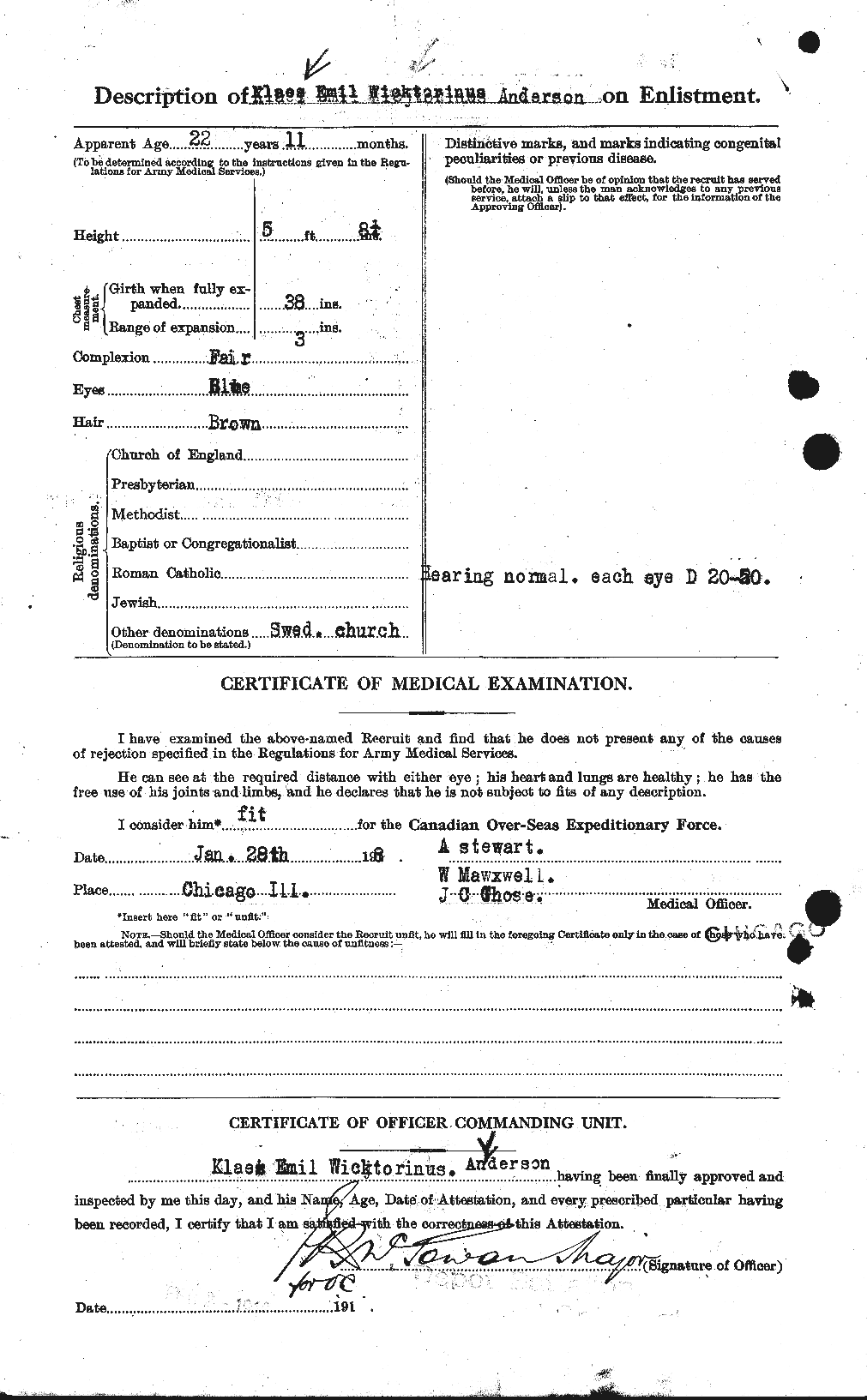 Dossiers du Personnel de la Première Guerre mondiale - CEC 207538b