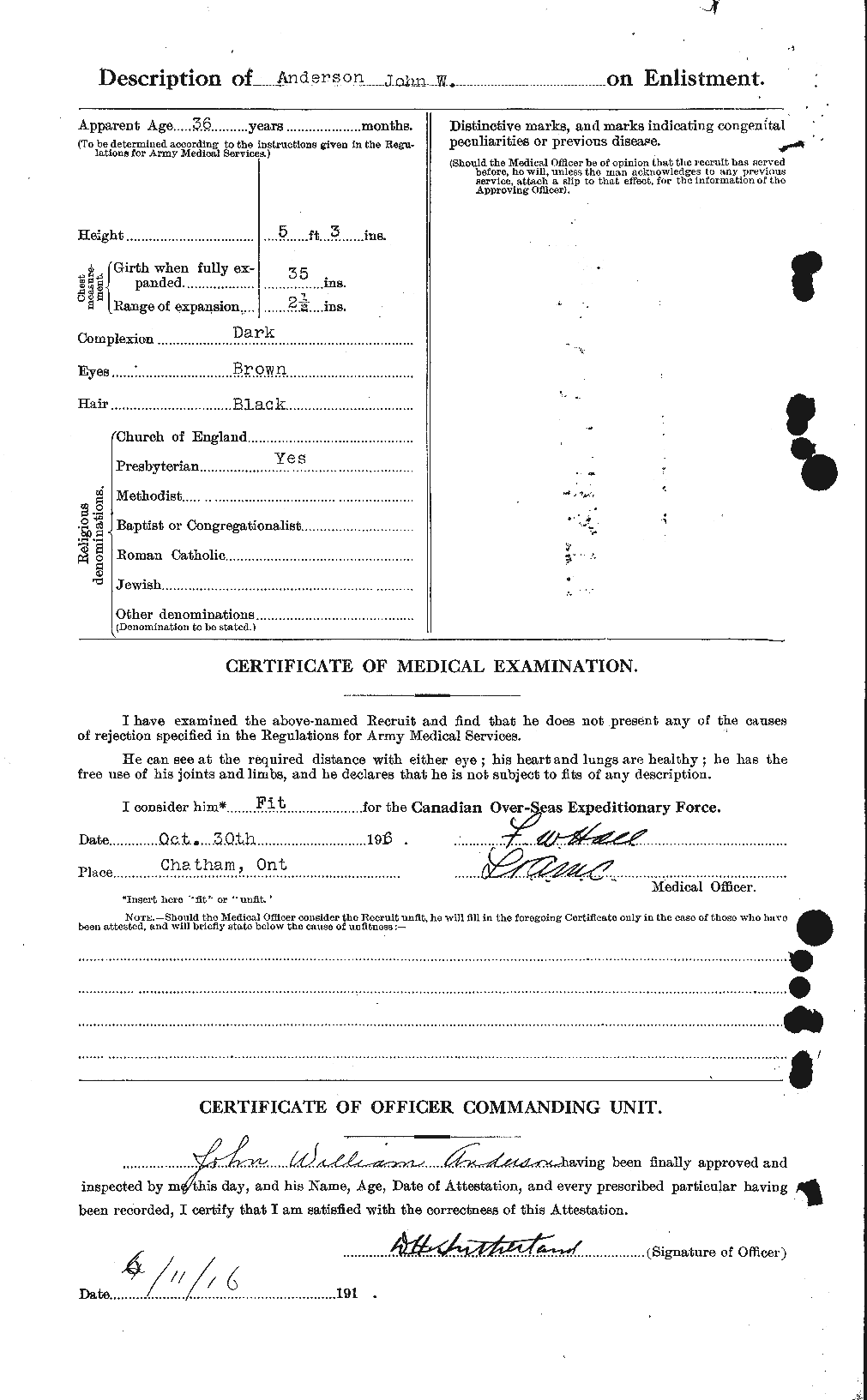 Dossiers du Personnel de la Première Guerre mondiale - CEC 207594b