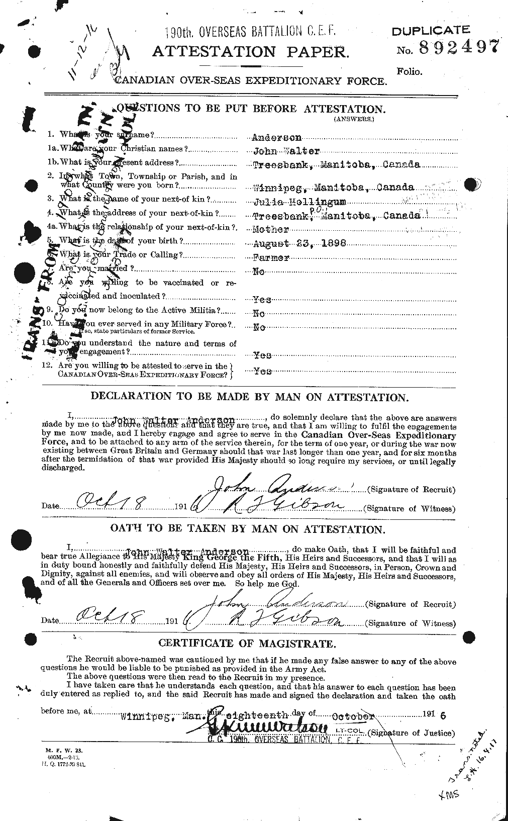 Personnel Records of the First World War - CEF 207599a