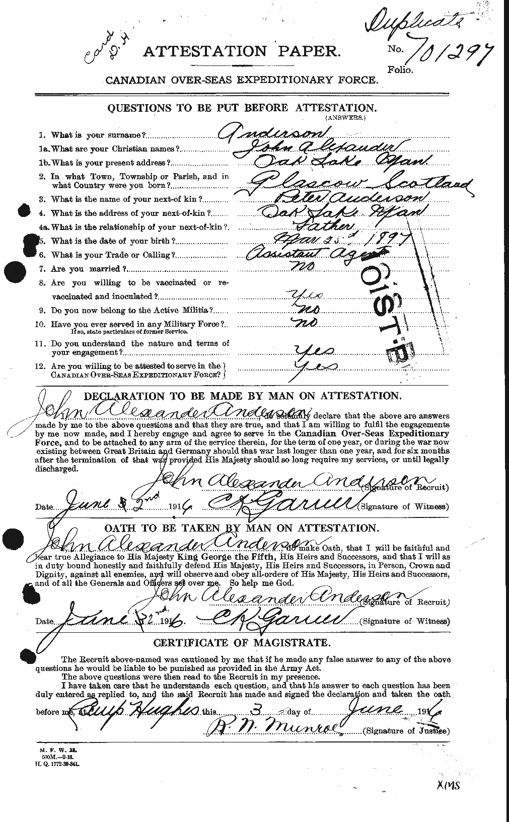 Personnel Records of the First World War - CEF 207689a