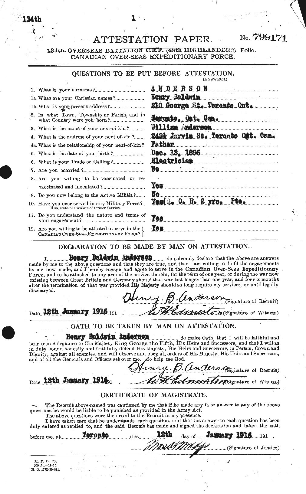 Personnel Records of the First World War - CEF 207994a