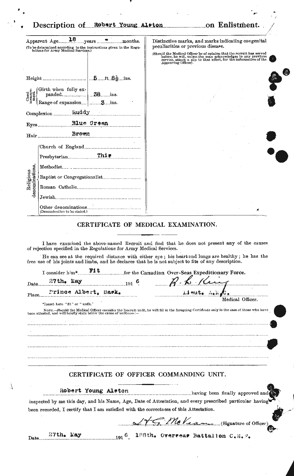 Dossiers du Personnel de la Première Guerre mondiale - CEC 208162b