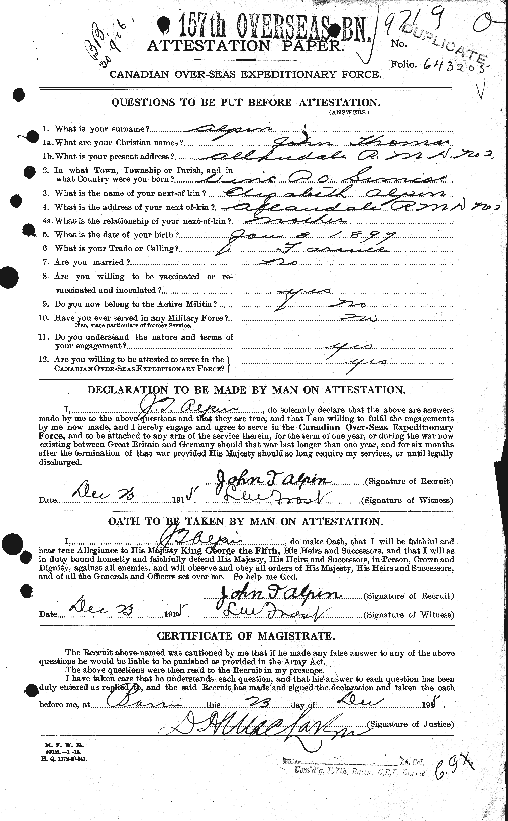 Personnel Records of the First World War - CEF 208203a