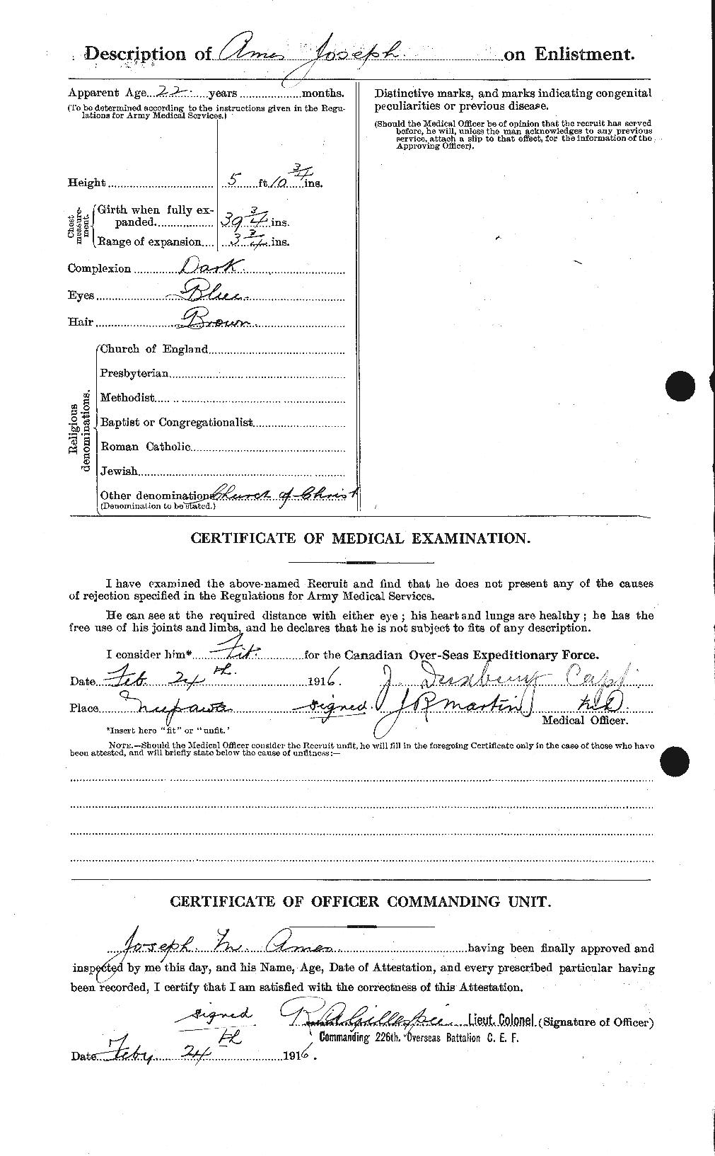 Dossiers du Personnel de la Première Guerre mondiale - CEC 208831b