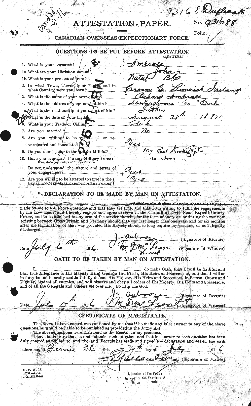 Personnel Records of the First World War - CEF 208933a