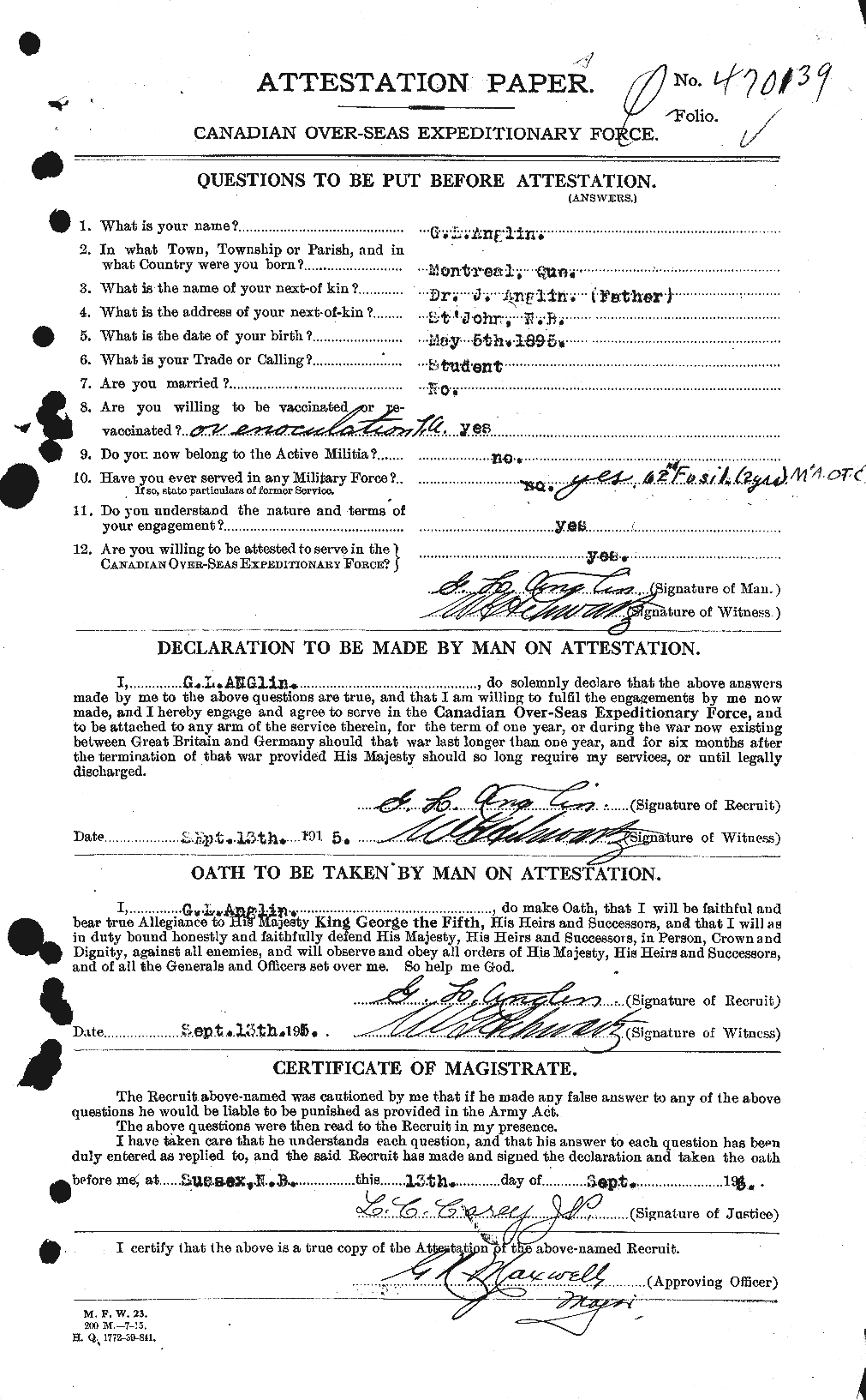 Personnel Records of the First World War - CEF 209152a