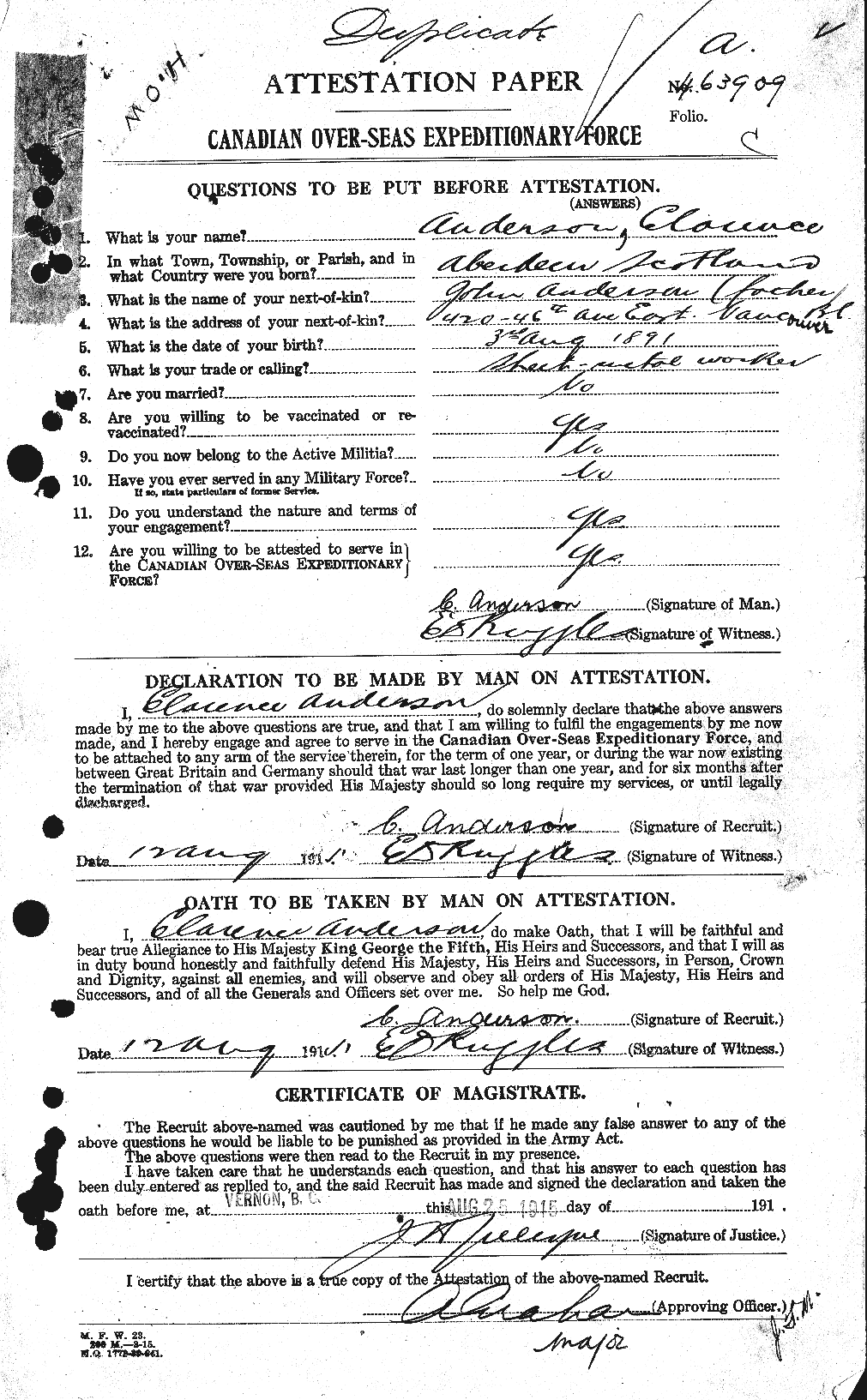 Personnel Records of the First World War - CEF 209202a