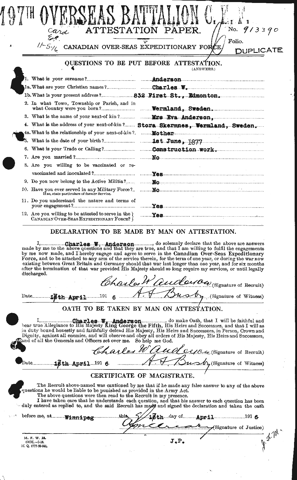 Personnel Records of the First World War - CEF 209223a
