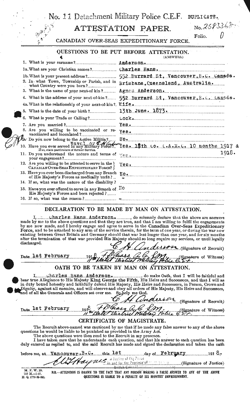 Personnel Records of the First World War - CEF 209239a