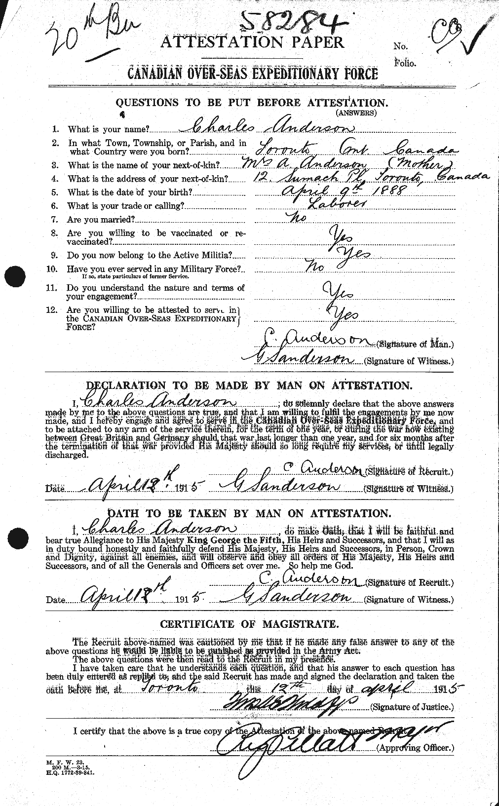 Personnel Records of the First World War - CEF 209263a
