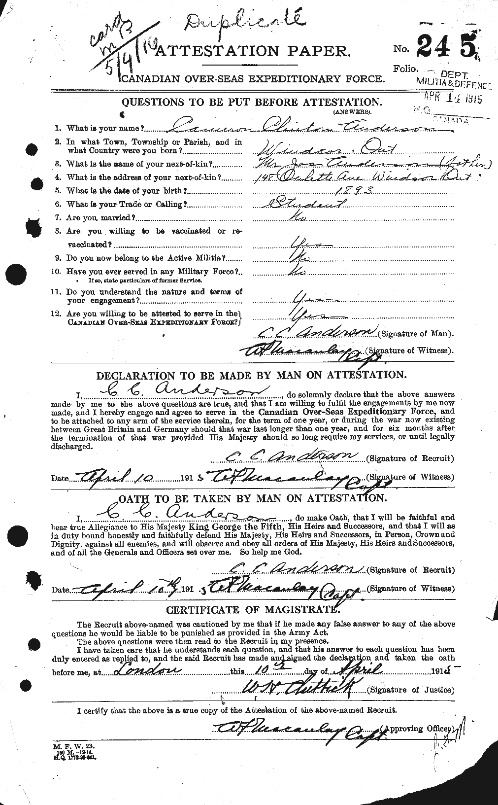Personnel Records of the First World War - CEF 209298a