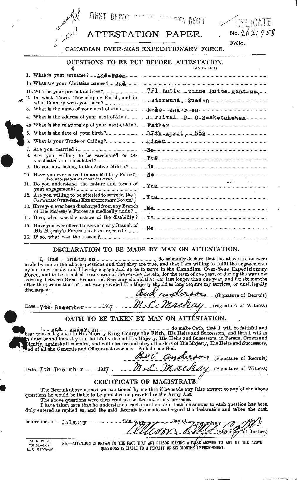 Personnel Records of the First World War - CEF 209300a