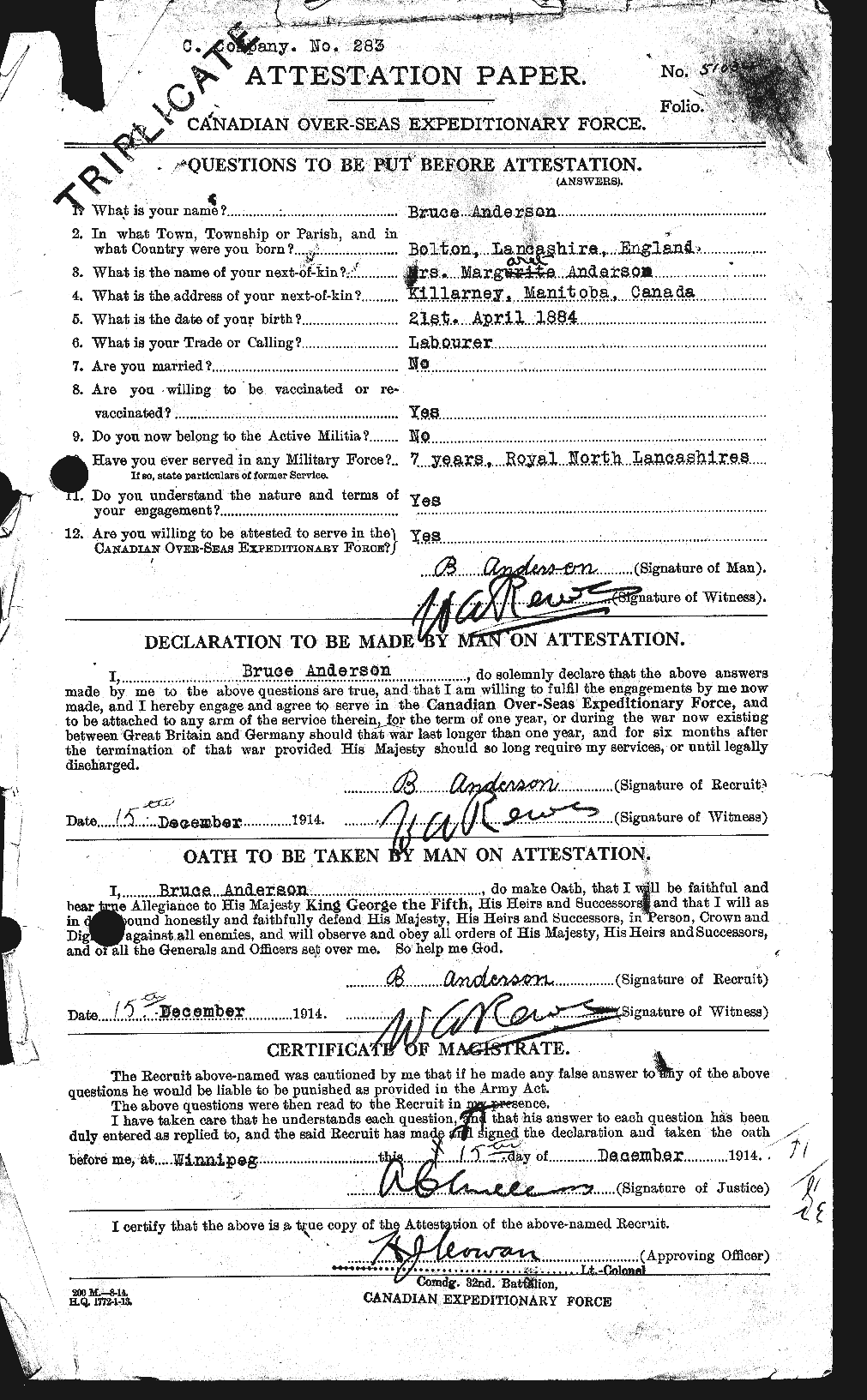 Personnel Records of the First World War - CEF 209306a