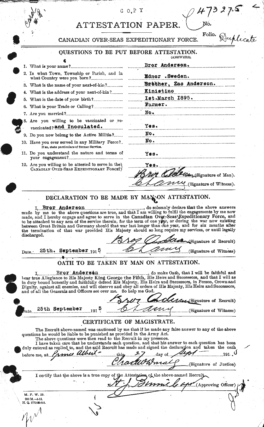 Personnel Records of the First World War - CEF 209307a