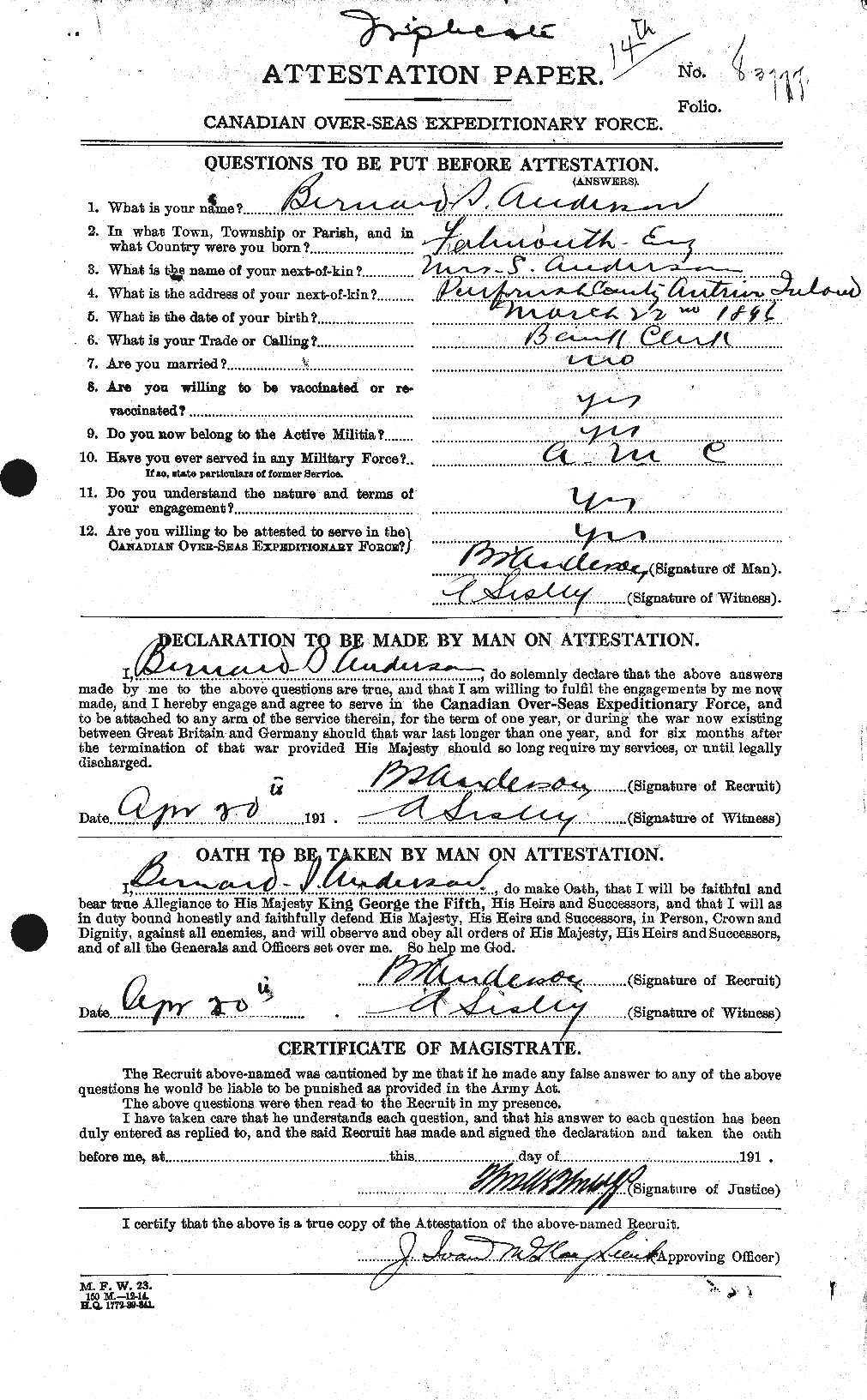 Personnel Records of the First World War - CEF 209315a