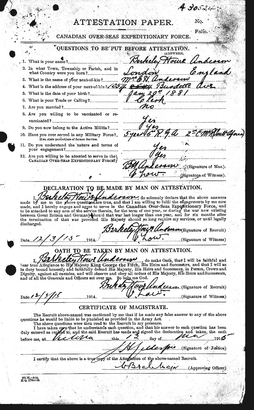 Personnel Records of the First World War - CEF 209318a