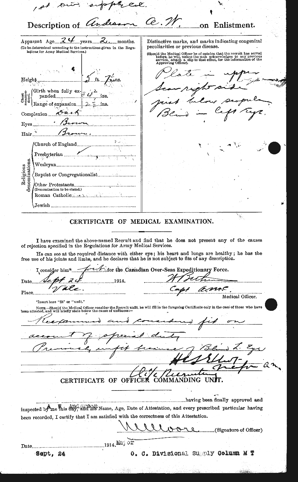 Dossiers du Personnel de la Première Guerre mondiale - CEC 209348b