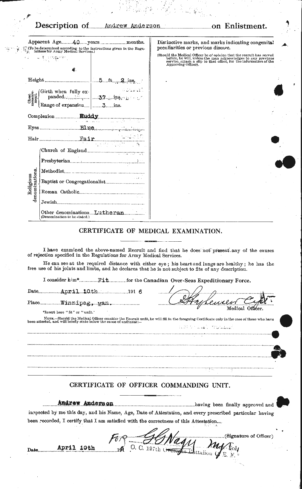 Dossiers du Personnel de la Première Guerre mondiale - CEC 209415b