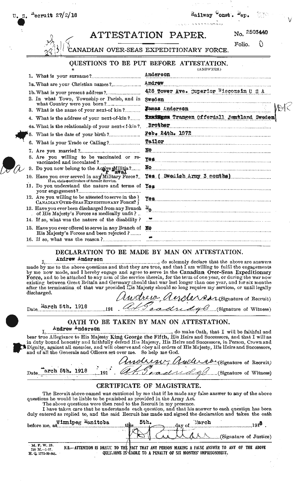 Personnel Records of the First World War - CEF 209433a