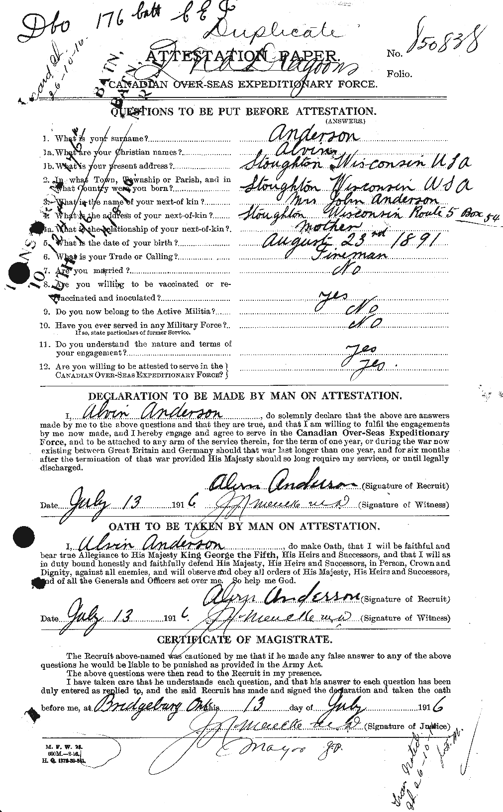 Personnel Records of the First World War - CEF 209439a