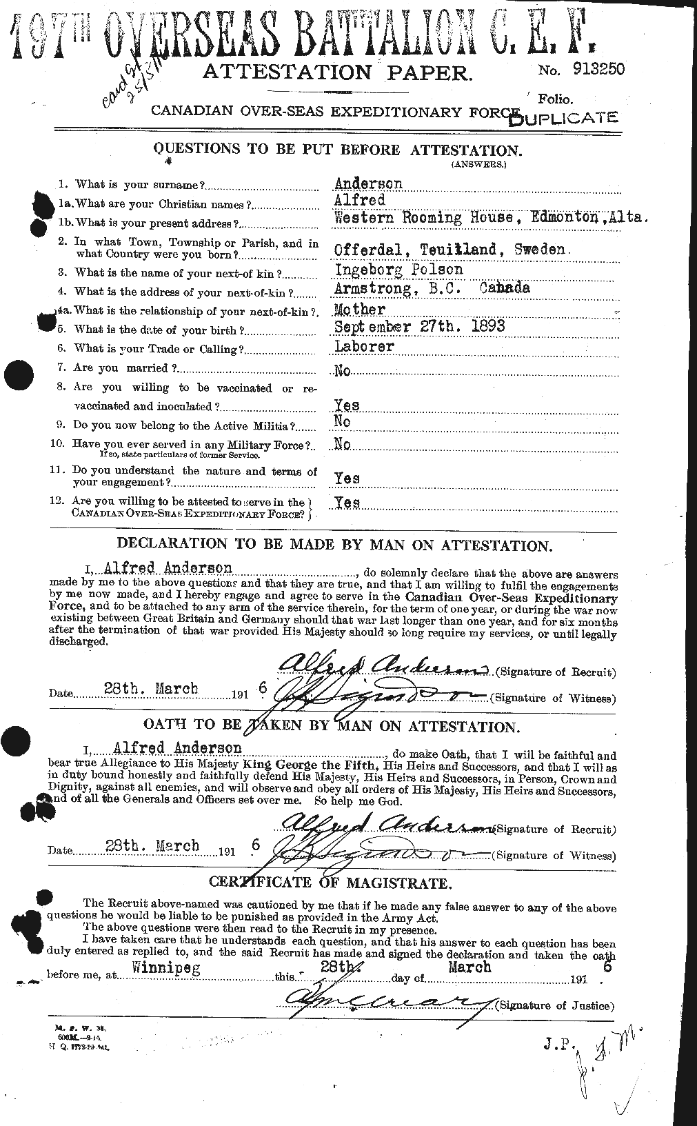 Personnel Records of the First World War - CEF 209460a