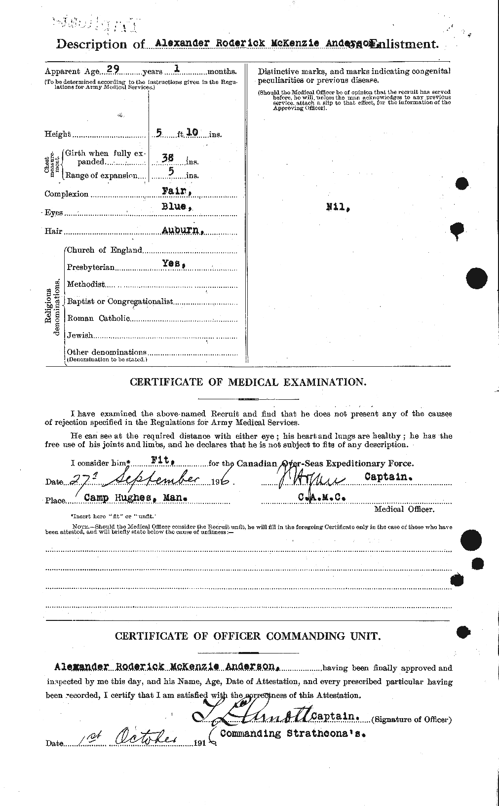 Dossiers du Personnel de la Première Guerre mondiale - CEC 209476b