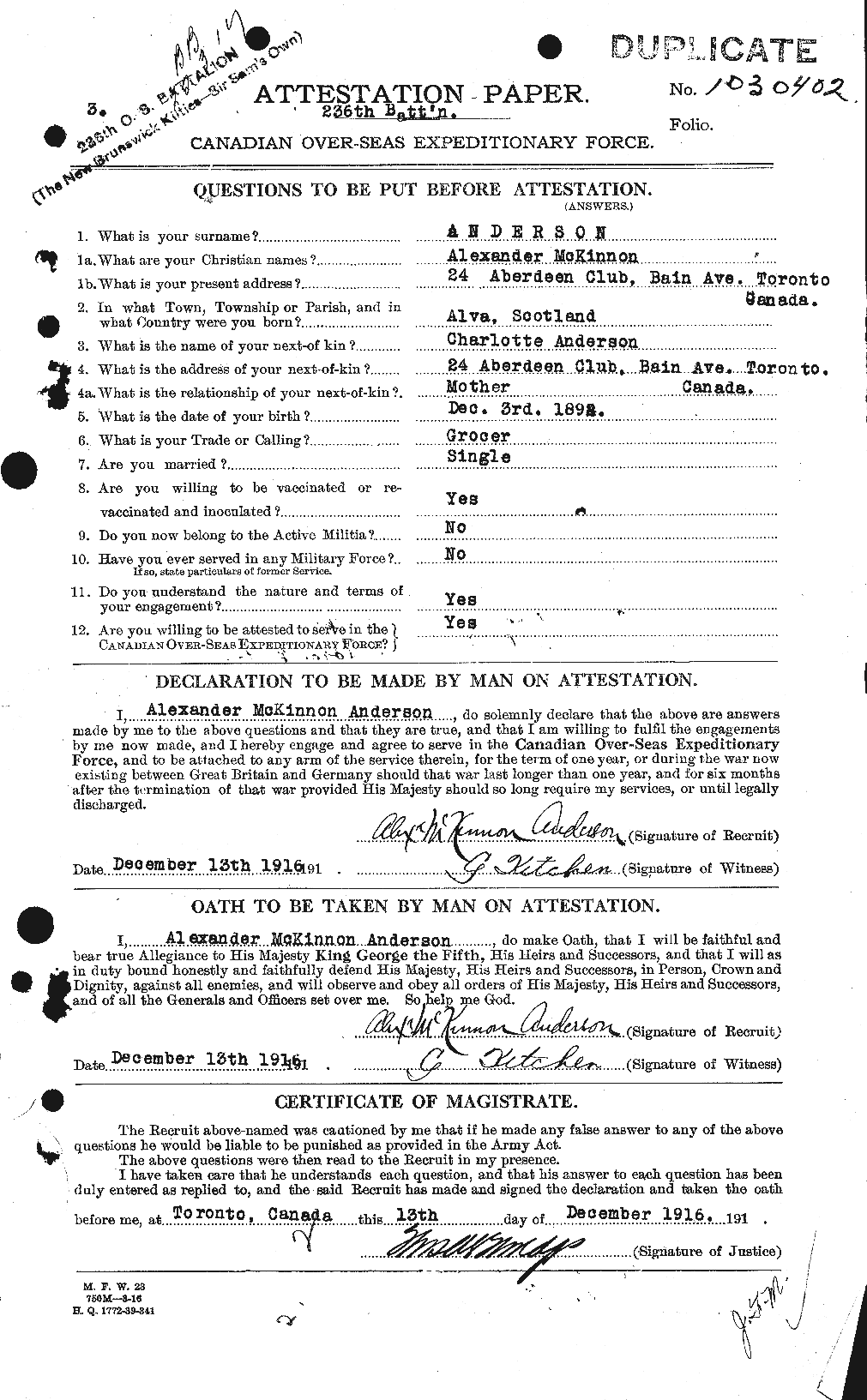 Personnel Records of the First World War - CEF 209478a