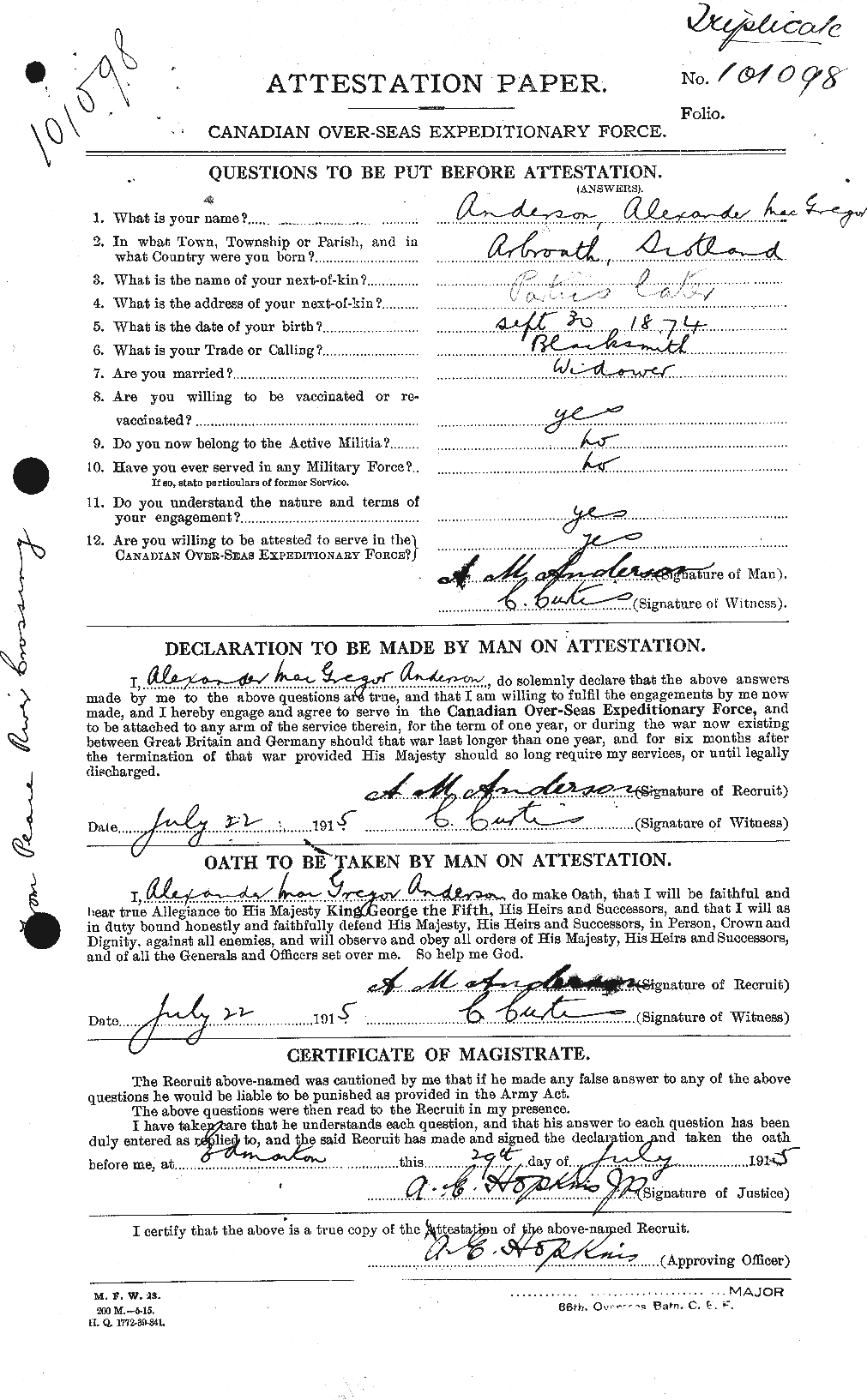 Personnel Records of the First World War - CEF 209482a