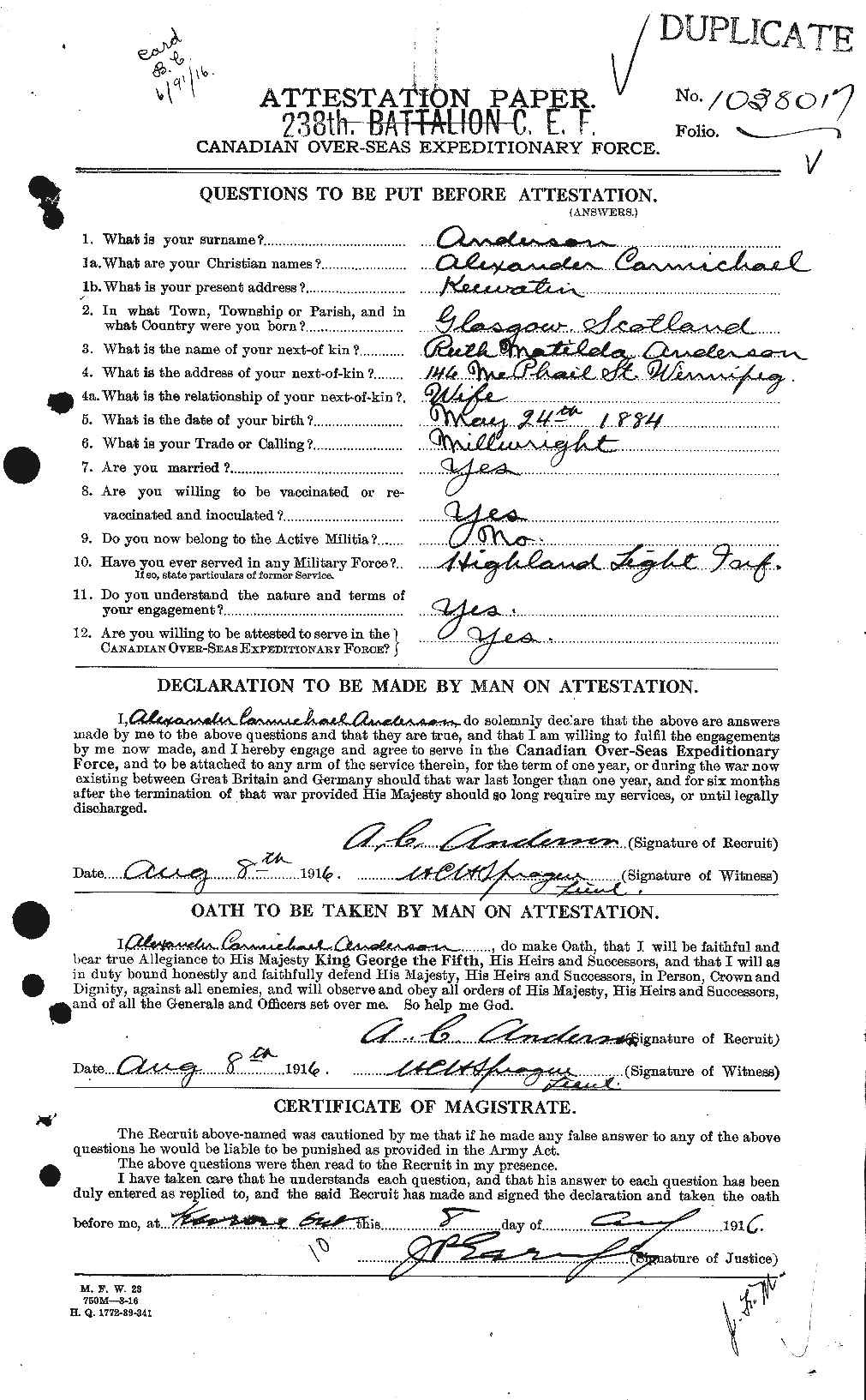 Personnel Records of the First World War - CEF 209494a
